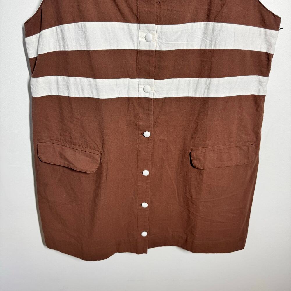 Free People St. Tropez Tunic Mini Dress Women L Umber Earth Combo Boho Coastal - Picture 5 of 8